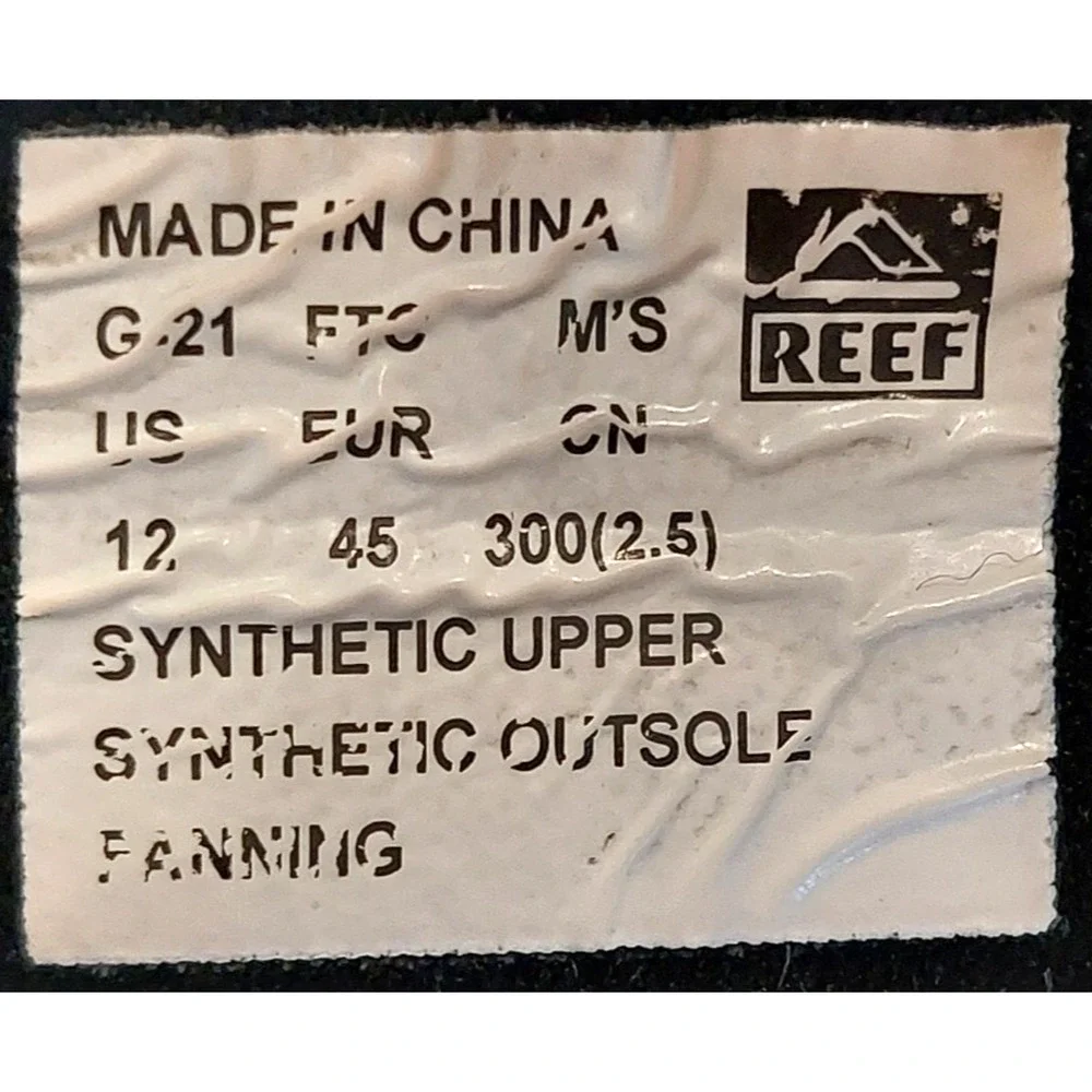 REEF BLACK BOTTLE OPENER FLIP FLOP THONG‎ SANDALS, MENS SIZE 12